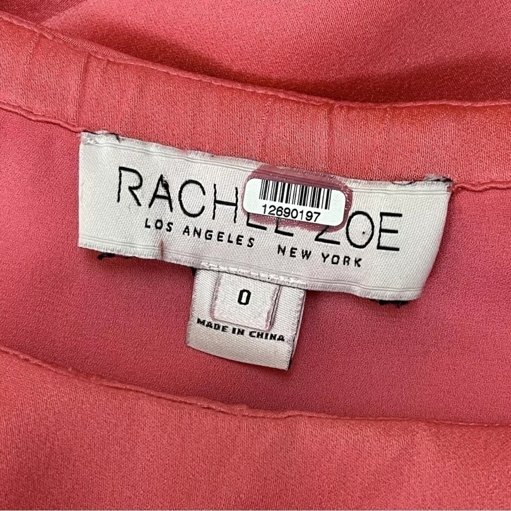 Rachel Zoe Off Shoulder Ruffle Cocktail Mini Dress Coral Peony Pink Size 0 - Picture 7 of 8
